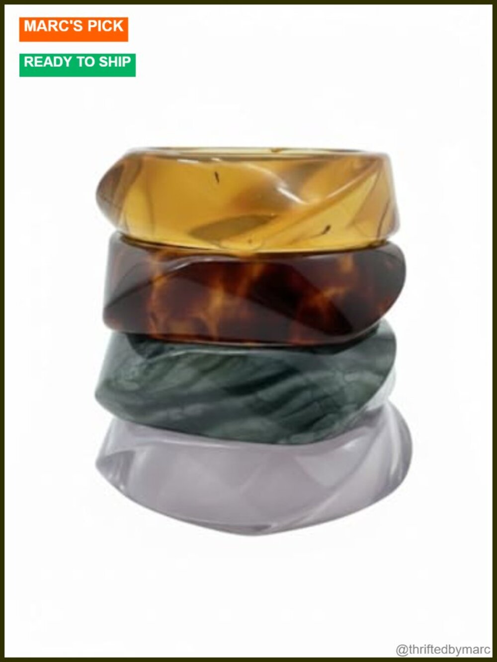 Chunky Acrylic Resin Bangle Bracelet Set Wide Irregular Women's Jewelry